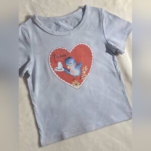Cute Blue Bird Heart Graphic Tee